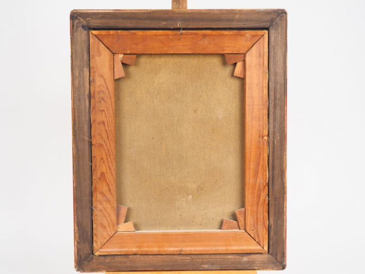 Herman N. HYNEMAN. "Jeune femme à l'ouvrage". Huile sur toile? signée 