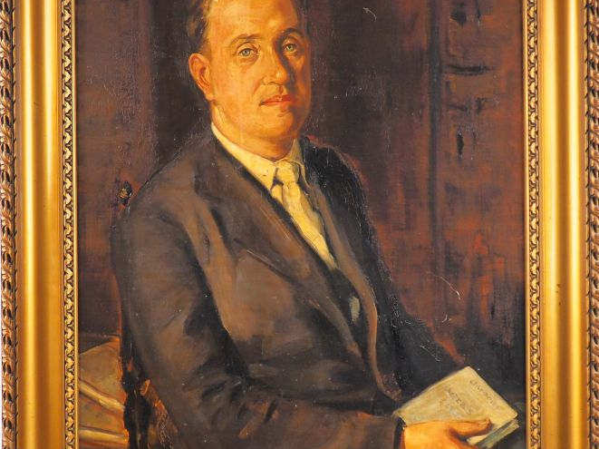 J. LAMUNO. "Portrait d'homme". Huile sur toile, signée en bas à gauche