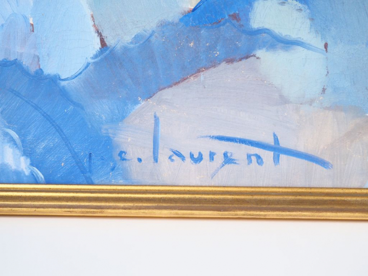 Jean Emile LAURENT. "Danse exotique" Grande huile sur toile, signée en