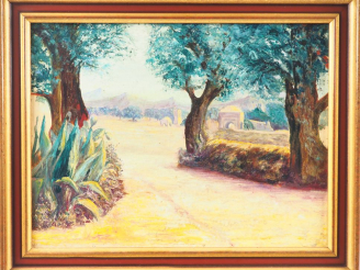 Vente aux enchères Jean Emile LAURENT. "Paysage orientaliste".  Huile sur toile, signée e