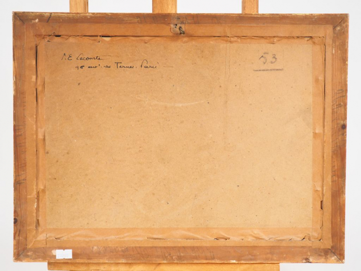 Paul Emile LECOMTE. "Paysage d'Italie". Aquarelle sur papier signée en