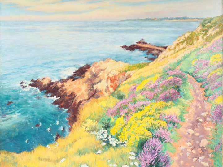 André VIGNOLES. "Le rivage près de Sainte Anne la Palud". Huile sur to