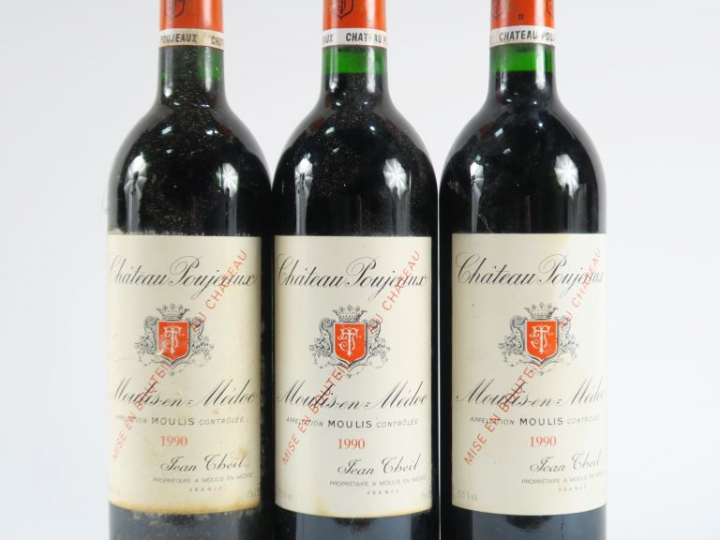 3 BOUTEILLES CHÂTEAU POUJEAUX MOULIS EN MEDOC - 1990