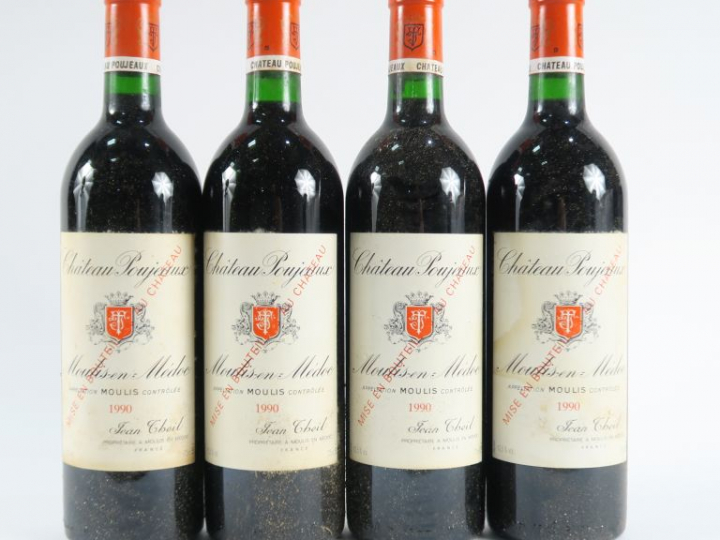 4 BOUTEILLES CHÂTEAU POUJEAUX MOULIS EN MEDOC - 1990