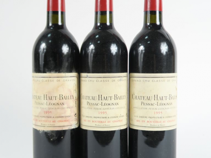 3 BOUTEILLES CHÂTEAU HAUT BAILLY GCC GRAVES - 1995 - BG/ELA