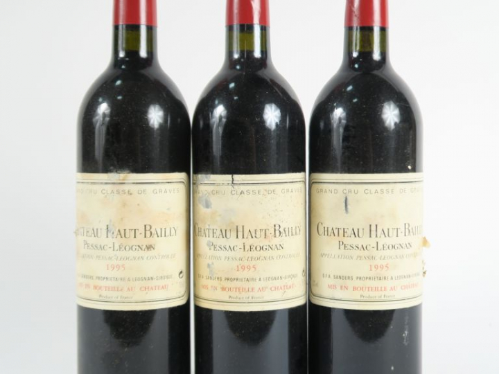 3 BOUTEILLES CHÂTEAU HAUT BAILLY GCC GRAVES - 1995 - BG/ELA