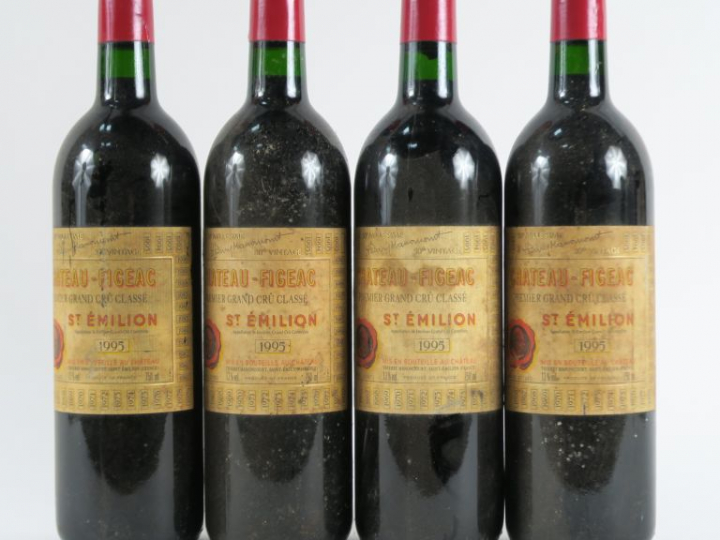 4 BOUTEILLES CHÂTEAU FIGEAC 1er GCC ST EMILION - 1995 - EF