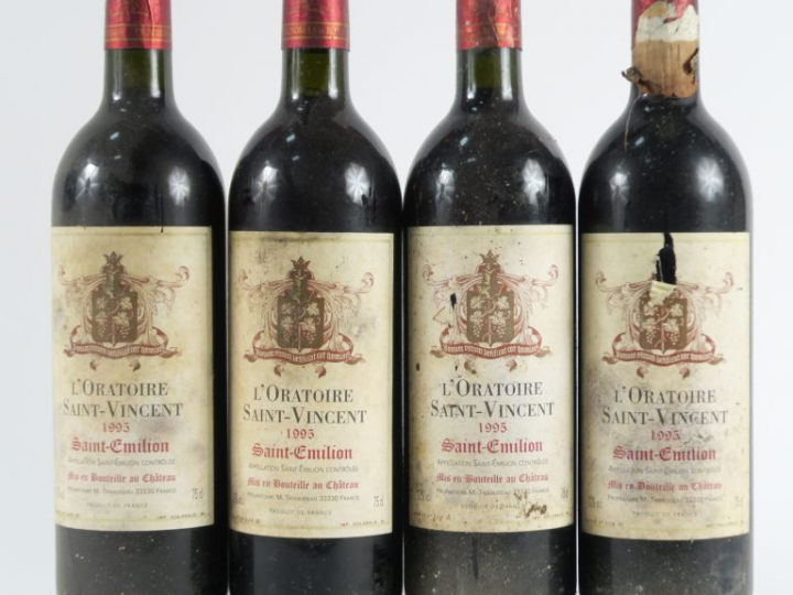 4 BOUTEILLES L'ORATOIRE DE ST VINCENT ST EMILION - 1995