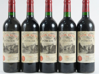 Vente aux enchères 5 BOUTEILLES CLOS RENE POMEROL - 1995 - BG