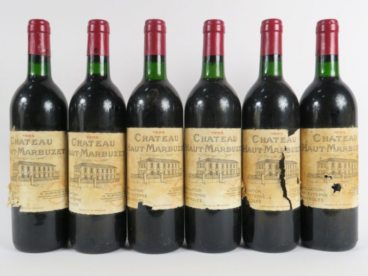 6 BOUTEILLES CHÂTEAU HAUT MARBUZET ST ESTEPHE - 1995 - 5 BG/1 LB/EA