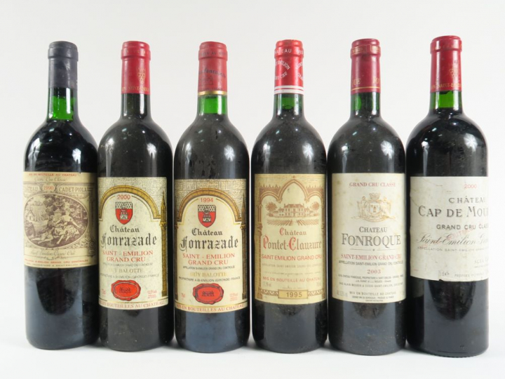 6 BOUTEILLES ST EMILION GC : 2 CHÂTEAU FONRAZADE (1994/2000) - 1 CHÂTE