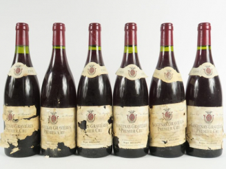 Vente aux enchères 6 BOUTEILLES SANTENAY GRAVIERES 1er CRU ROGER BELLAND - 1995 - ETA/1 P