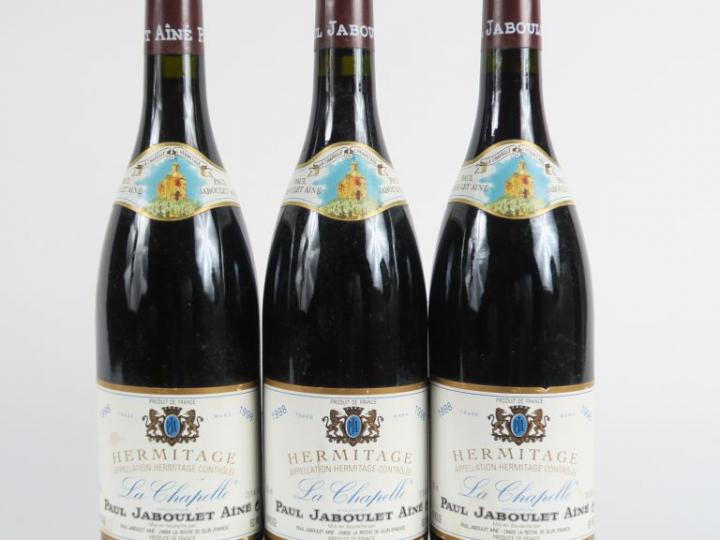 3 BOUTEILLES HERMITAGE 'LA CHAPELLE' PAUL JABOULET AINÉ - 1998