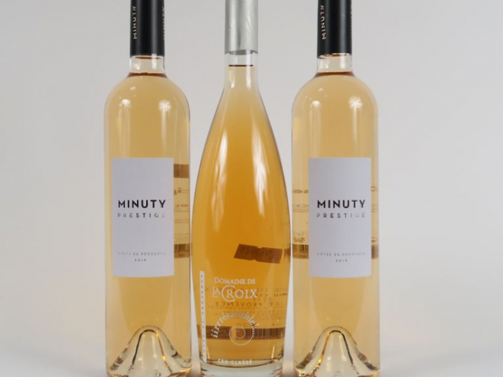 3 BOUTEILLES ROSÉ CÔTES DE PROVENCE : 2 MINUTY 'PRESTIGE' 2019 - 1 DOM