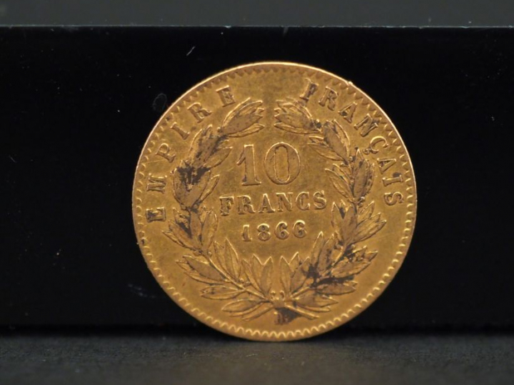 Pièce de 10 francs or, 1866-HB.  FRAIS ACHETEUR 10% TTC