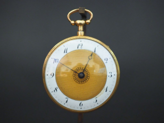 Vente aux enchères Montre de gousset en or jaune à répétition 1/4. Cadran émaillé et or à