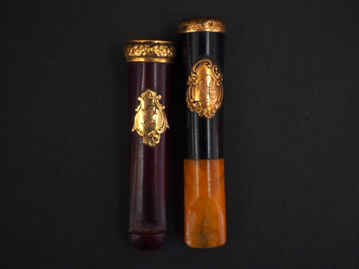 	Ensemble comprenant deux différents fume cigarette en corne ou compos