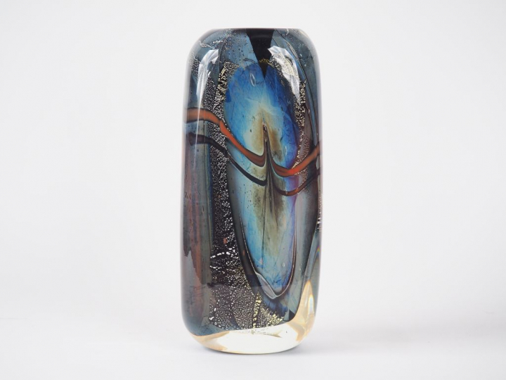 Verrerie d'ALLEX. Vase en verre soufflé à décor de motifs intercalaire