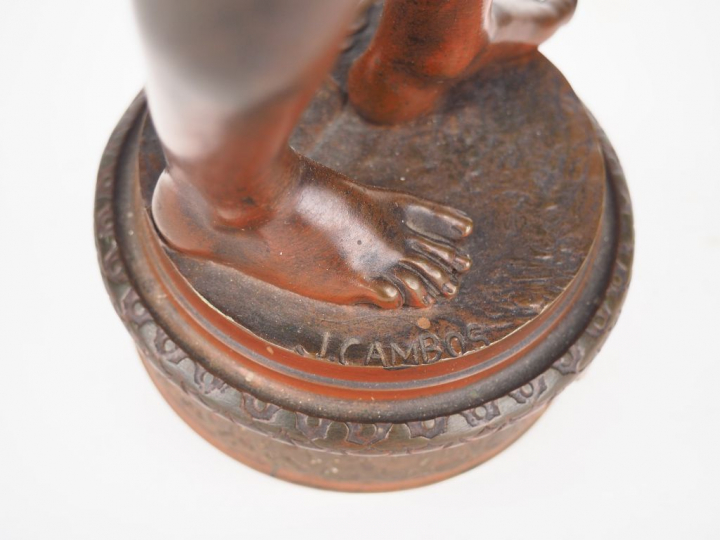 Jean Jules CAMBOS. "David". Sculpture en bronze à patine médaille. Sig