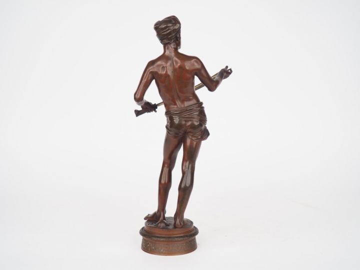 Jean Jules CAMBOS. "David". Sculpture en bronze à patine médaille. Sig