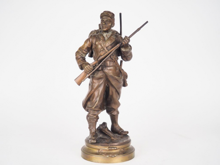 Adrien Etienne GAUDEZ. "Espoir de la France". Sculpture en bronze à pa