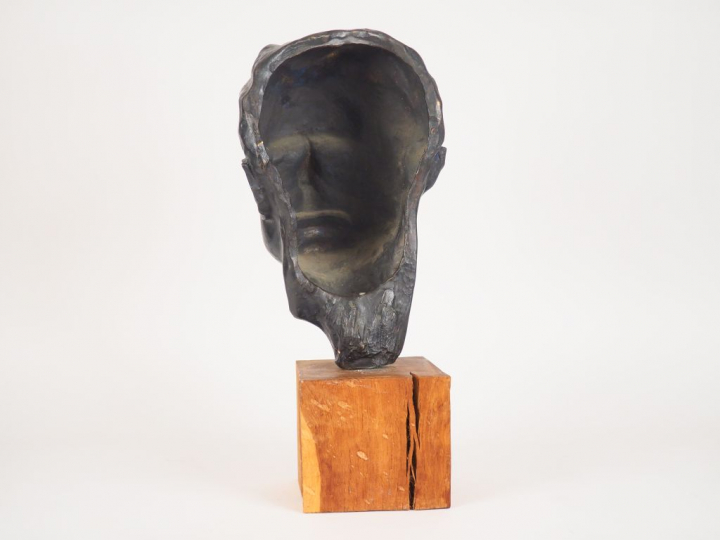 S. D. JILLEUX. "Portrait du sculpteur BAUGE". Sculpture en bronze socl