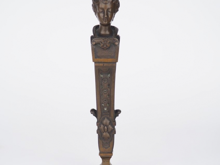 Sujet XIXème de style Renaissance en bronze à patine brune, "portrait 