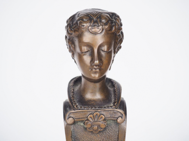 Sujet XIXème de style Renaissance en bronze à patine brune, "portrait 