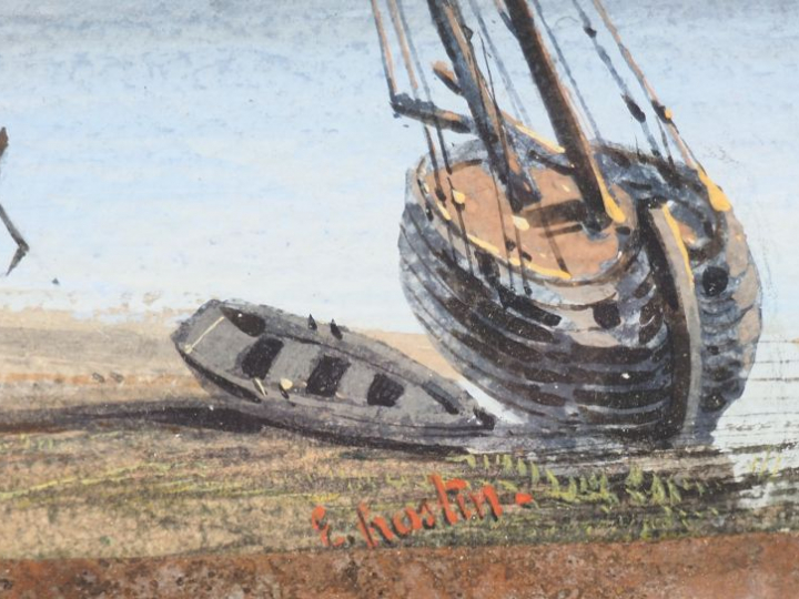 Ecole française XIXème "La traversée du fleuve". Aquarelle gouachée si