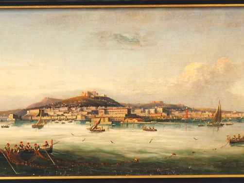 Ecole italienne XIXème. "Paysage d'Italie". Huile sur toile. Dim. 37 x
