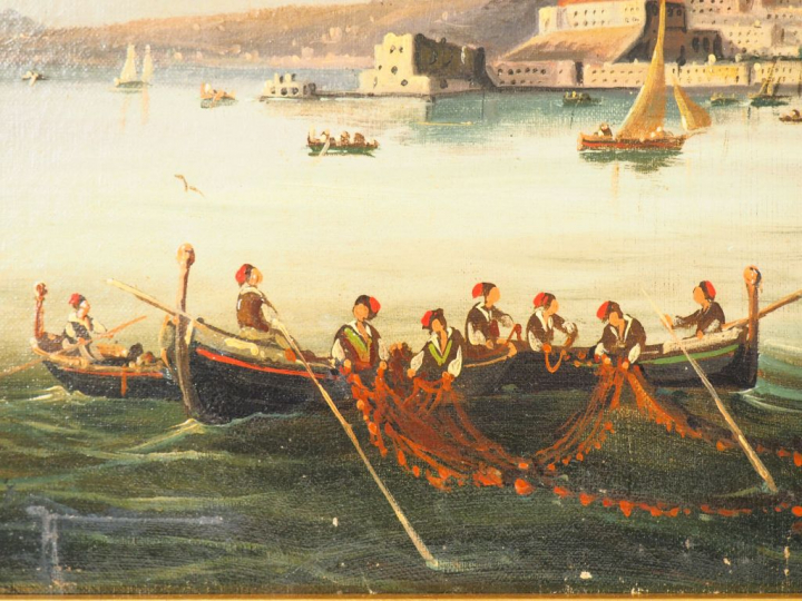Ecole italienne XIXème. "Paysage d'Italie". Huile sur toile. Dim. 37 x