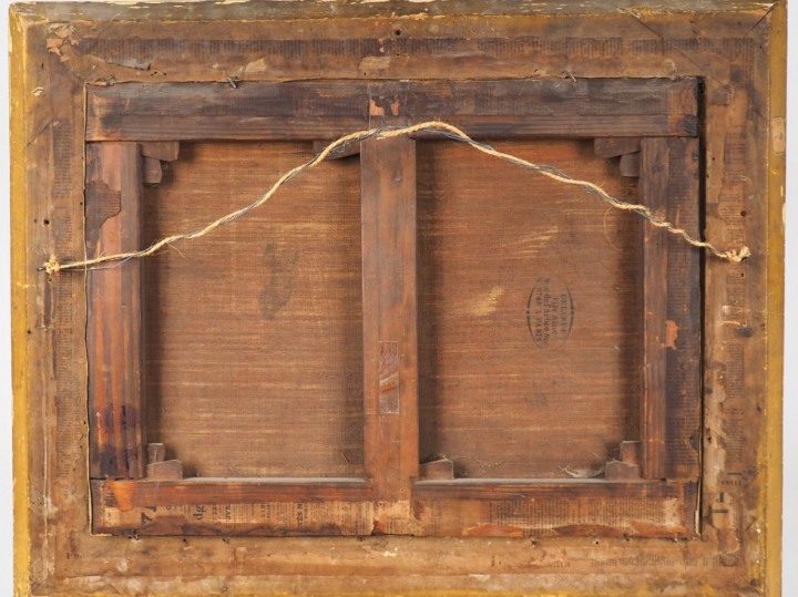 Ecole française début XIXe	  'Entrée de port'. Huile sur toile, cadre 