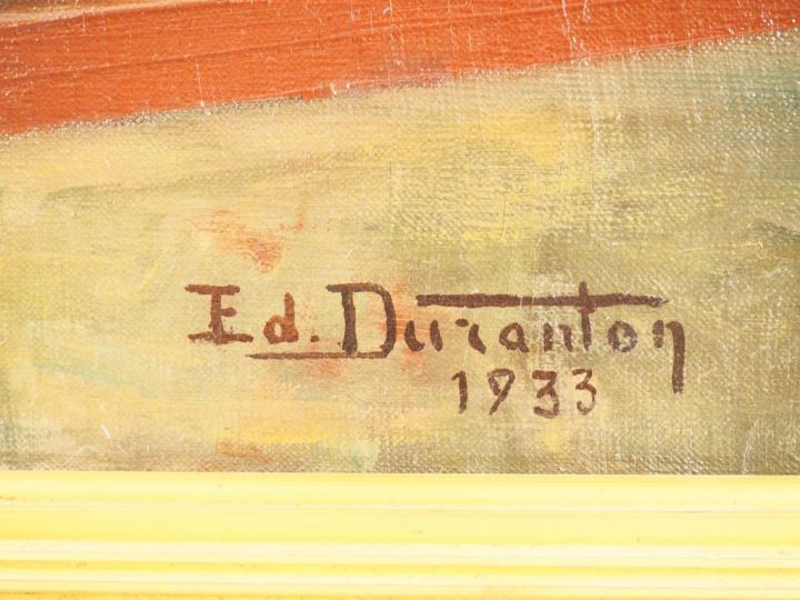 Edouard DURANTON. "Nature morte au bouquet de magniolias". Huile sur t