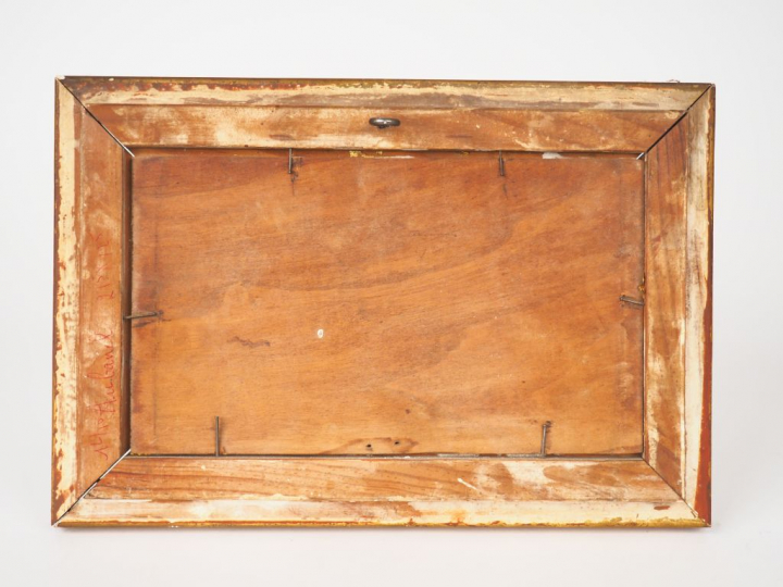 A. FAUGERON. "Bord de rivière". Huile sur panneau, signée en bas à gau