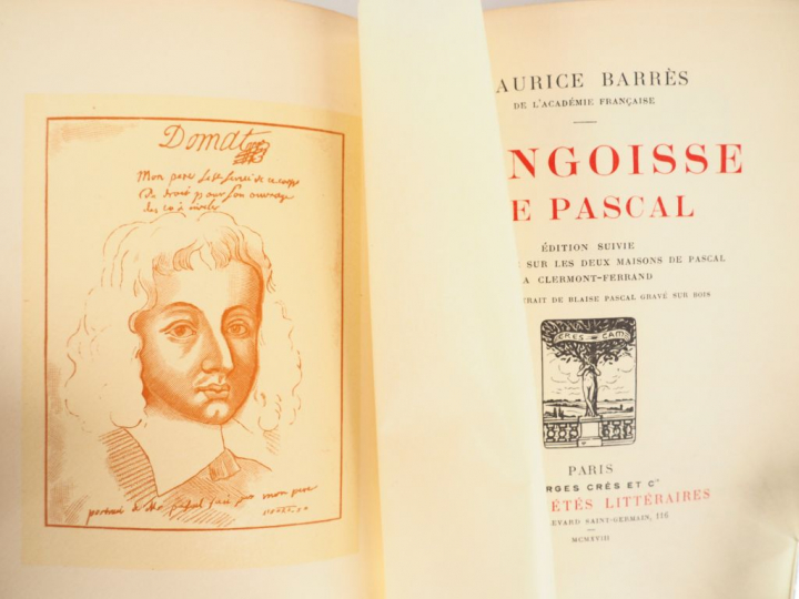 BARRES (Maurice). L'Angoisse de Pascal. Edition suivie d'une étude sur