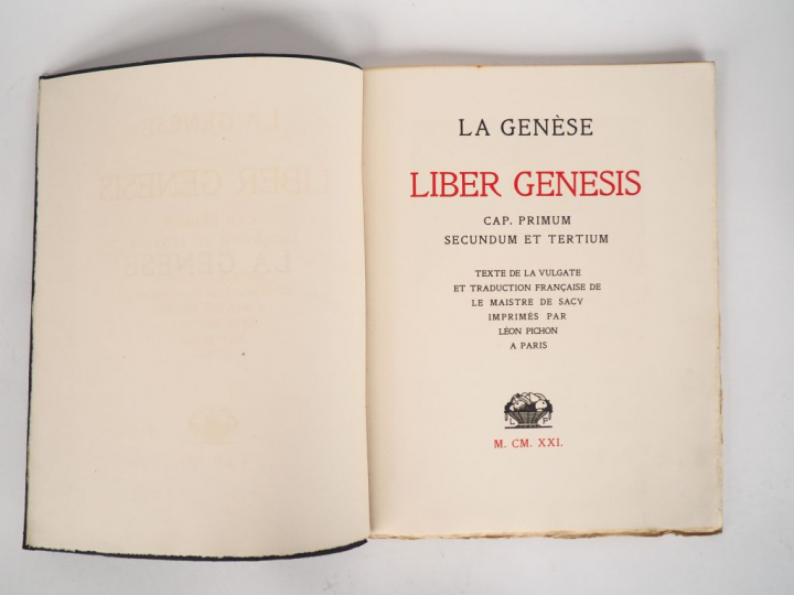 LA GENESE. Liber Genesis. Cap. Primum secondum et tertium. Texte de la