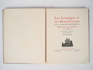 Vente aux enchères MARTIAL DE BRIVES. Les Louanges et les Bénédictions, tirées du Parnass