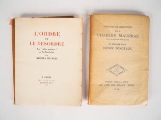 Vente aux enchères MAURRAS (Charles). Discours de réception de Charles Maurras de l'Acadé