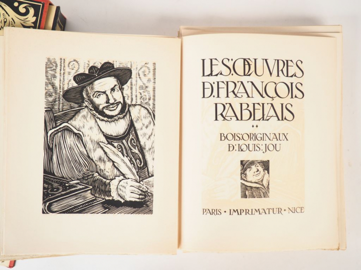 RABELAIS. Œuvres. Bois originaux de Louis JOU.. Paris, Nice, Imprimatu