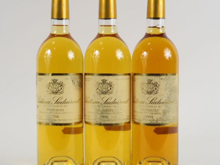 3 BOUTEILLES CHÂTEAU SUDUIRAUT 1er CC SAUTERNES - 1998 - ELT