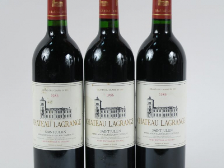 3 BOUTEILLES CHÂTEAU LAGRANGE GCC ST JULIEN - 1986