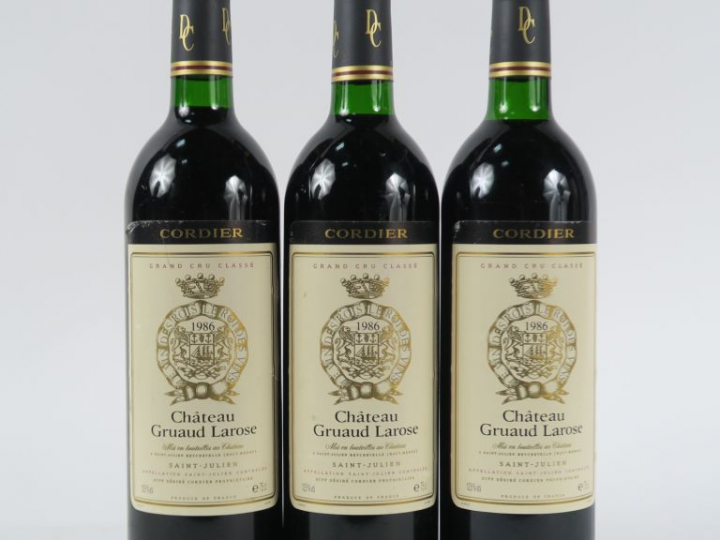 3 BOUTEILLES CHÂTEAU GRUAUD LAROSE GCC ST JULIEN - 1986 - BG