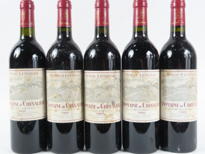 5 BOUTEILLES DOMAINE DE CHEVALIER GCC GRAVES - 1989 - 2 BG/ELT