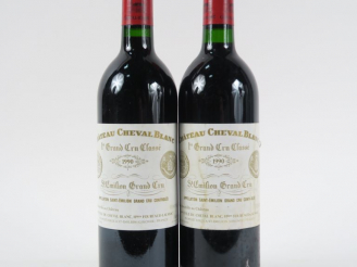 Vente aux enchères 2 BOUTEILLES CHÂTEAU CHEVAL BLANC 1er GCC ST EMILION - 1990 - 1 BG/1 E