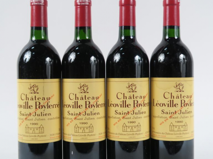 4 BOUTEILLES CHÂTEAU LEOVILLE POYFERRE GCC ST JULIEN - 1990 -BG