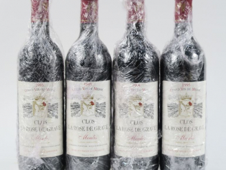 Vente aux enchères 4 BOUTEILLES CLOS DE LA ROSE DE GRAVE MOULIS - 1995