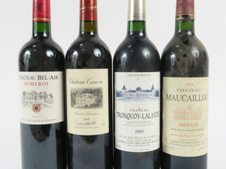 Vente aux enchères 4 BOUTEILLES : 1 CHÂTEAU BEL AIR POMEROL 2011 - 1 CHÂTEAU CANON 2008 -