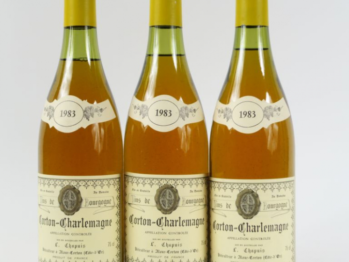 3 BOUTEILLES CORTON CHARLEMAGNE GC DOMAINE LOUIS CHAPUIS - 1983
