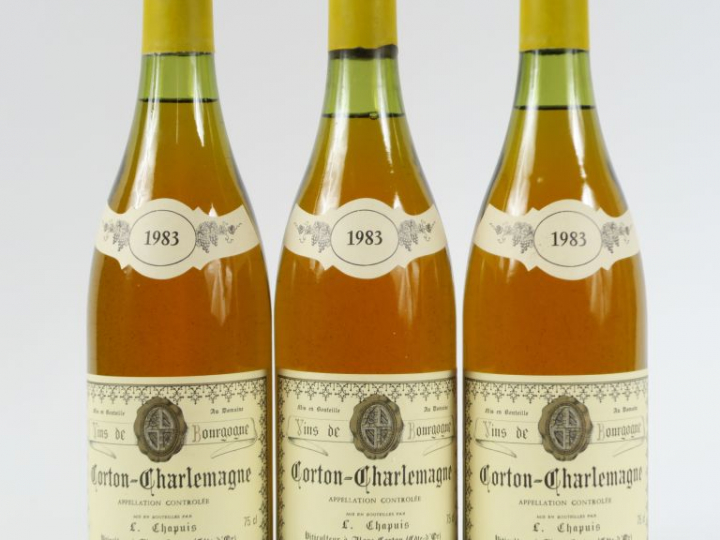 3 BOUTEILLES CORTON CHARLEMAGNE GC DOMAINE LOUIS CHAPUIS - 1983