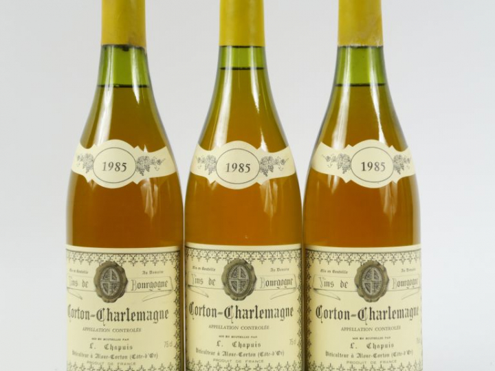 3 BOUTEILLES CORTON CHARLEMAGNE GC DOMAINE LOUIS CHAPUIS - 1985